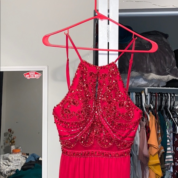 Red prom dress with jewels - Picture 2 of 5